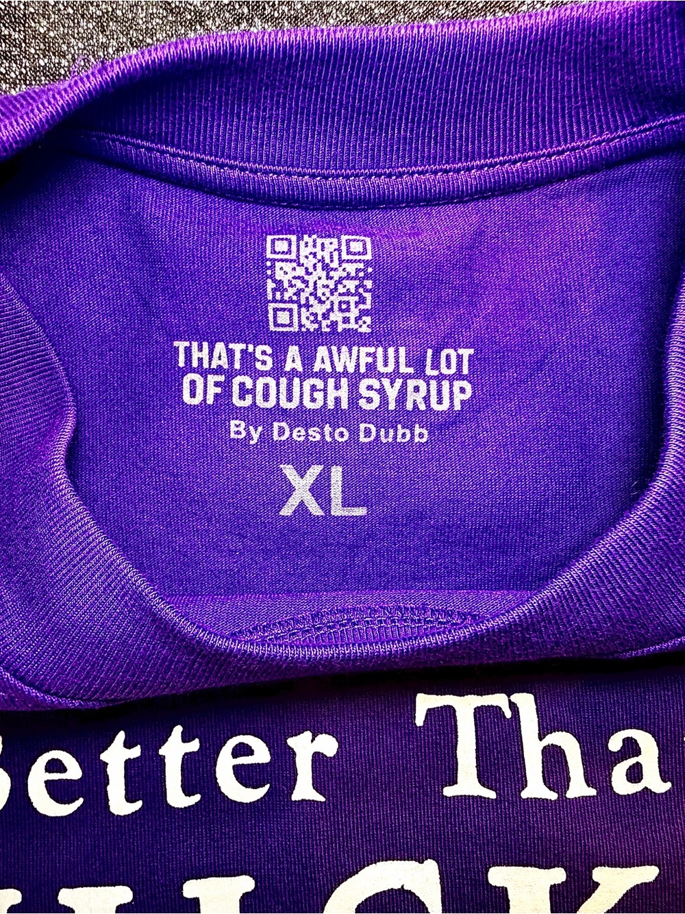 Men's Purple Graphic Tee - 'Better Than Whiskey' Cough Syrup Design - Picture 3 of 5